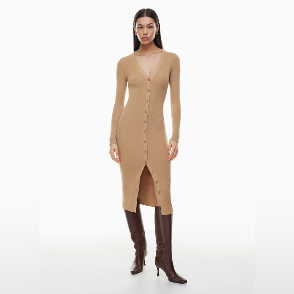 Aritzia Wilfred Tavola Dress gold camel